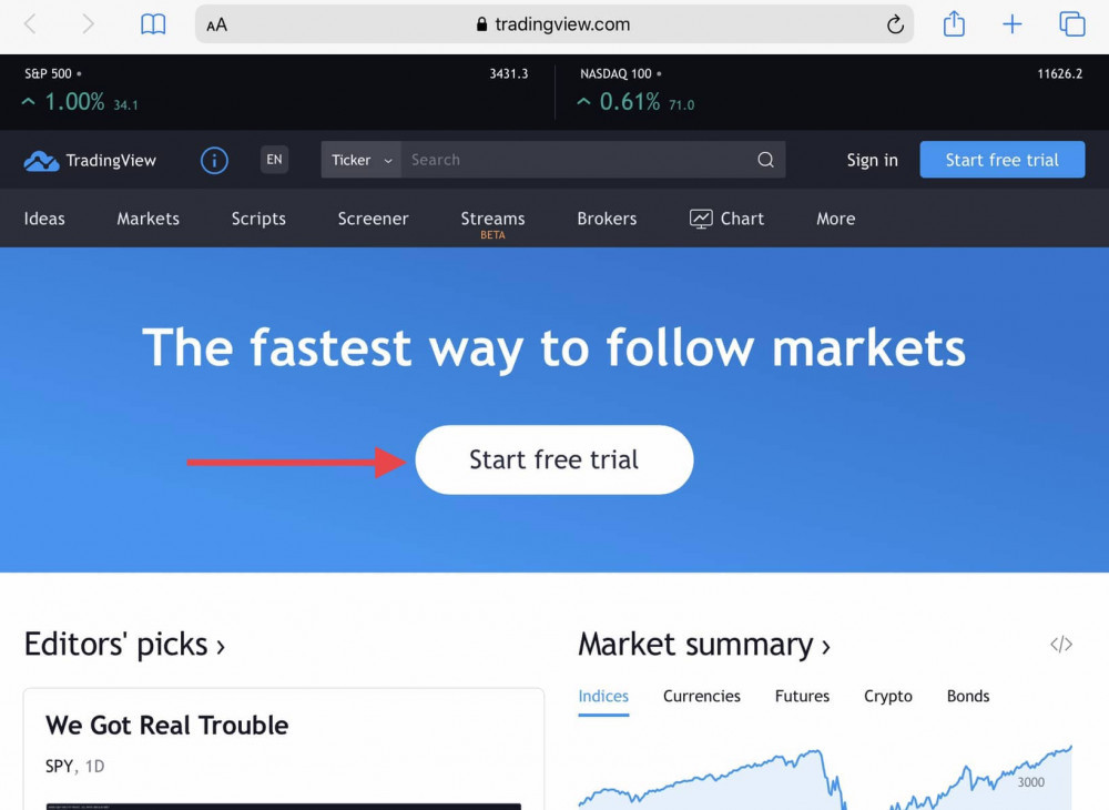 halaman muka trading view - belajar forex trading